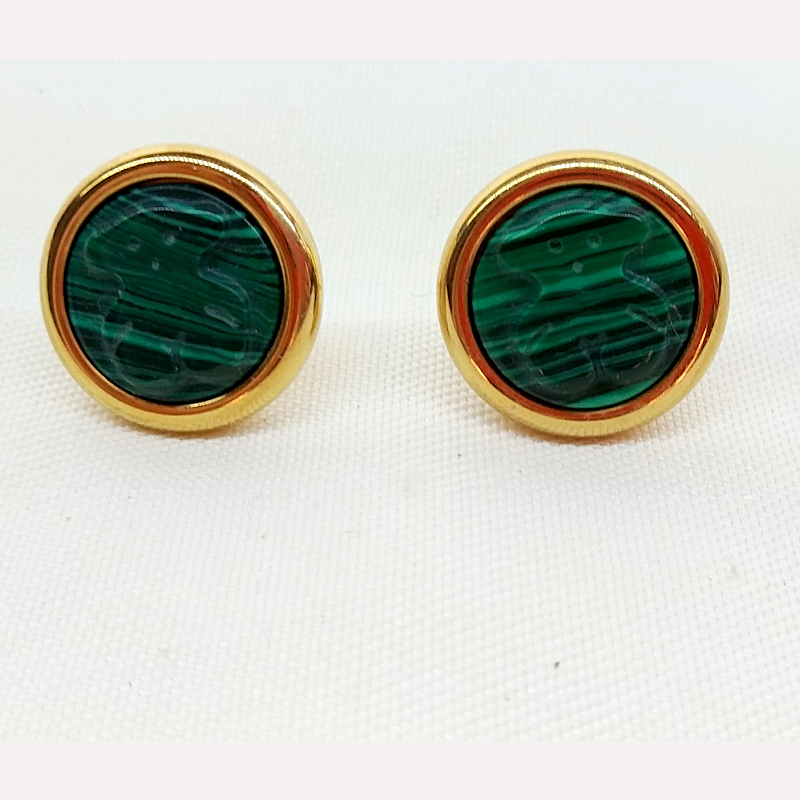 Aretes de Botón Verde